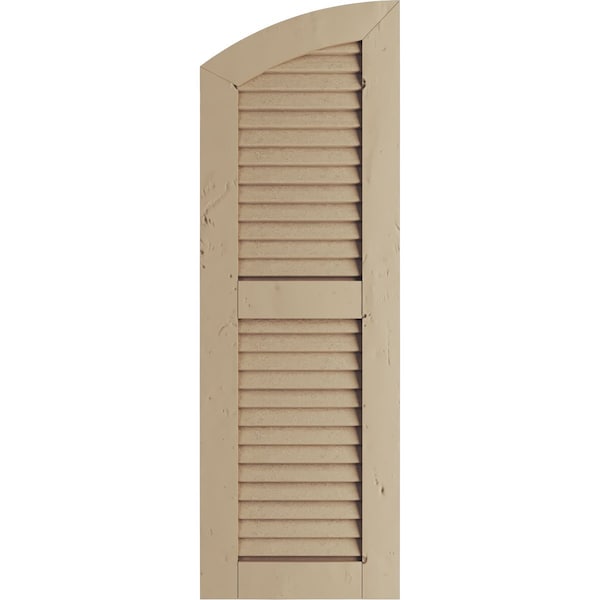 Knotty Pine 2 Equal Louver W/Elliptical Top Faux Wood Shutters, 12W X 68H (64 Low Side)